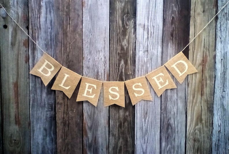 BLESSED Banner, Rustic Burlap Banner, Holiday Banner, Thanksgiving ...
