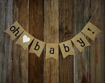 OH BABY Burlap Baby Banner - Baby Shower decoration, Baby Announcement, Baby Photo Prop, Party Decor