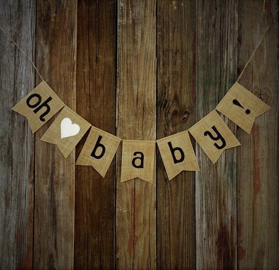 Oh Baby Burlap Baby Banner Baby Shower Decoration Baby Etsy