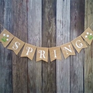 SPRING Banner Spring Burlap Banner, Spring Decoration, Seasonal Banner, Burlap Bunting, Photo Prop image 2