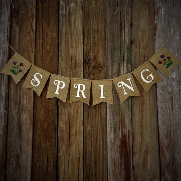Spring Burlap Banner - Etsy