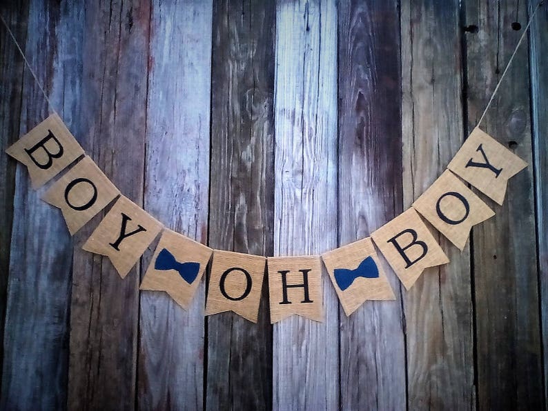 BOY OH BOY Baby Shower Banner, Burlap Baby Banner, Gender Reveal, Photo Prop, New Baby, Twin Boys, Baby Announcement, Burlap Bunting image 1