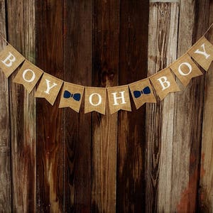 BOY OH BOY Baby Shower Banner, Burlap Baby Banner, Gender Reveal, Photo Prop, New Baby, Twin Boys, Baby Announcement, Burlap Bunting image 4