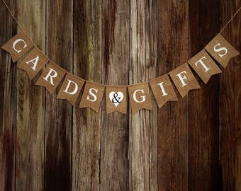 CARDS & GIFTS Burlap Wedding Banner, Bridal Shower Banner, Anniversary Party, Engagement Party, Rustic Burlap Decoration, Party Decoration