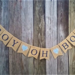 BOY OH BOY Baby Shower Banner, Burlap Baby Banner, Gender Reveal, Photo Prop, New Baby, Twin Boys, Baby Announcement, Burlap Bunting image 5