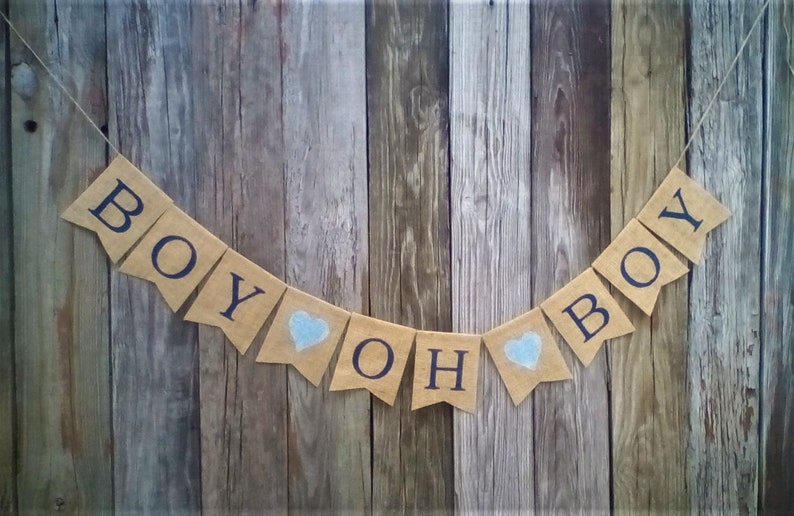 BOY OH BOY Baby Shower Banner, Burlap Baby Banner, Gender Reveal, Photo Prop, New Baby, Twin Boys, Baby Announcement, Burlap Bunting image 5