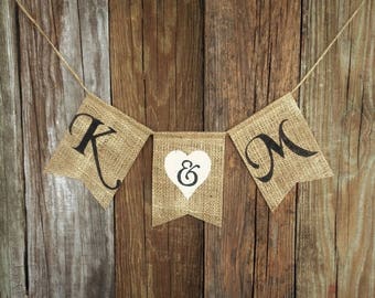 Wedding Banner, Initials Banner, Burlap Banner, Engagement Banner, Photo Prop, Wedding Announcement, Wedding Decor, Rustic Wedding