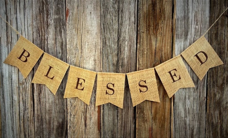 Thanksgiving Banner Photo Prop Fall Decor Thanksgiving Decor BLESSED Banner Rustic Burlap Banner Christmas Banner Holiday Banner