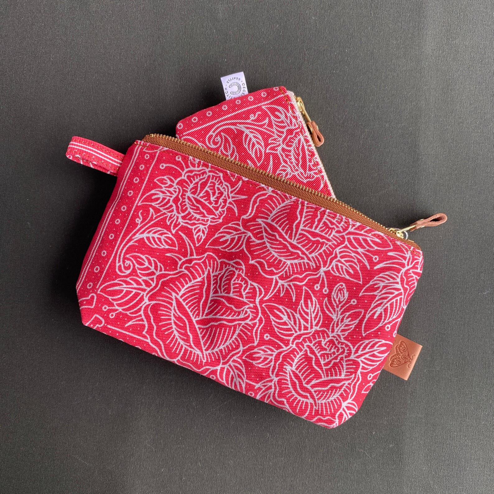 Lucky Rose zip wallet Natural canvas | Etsy