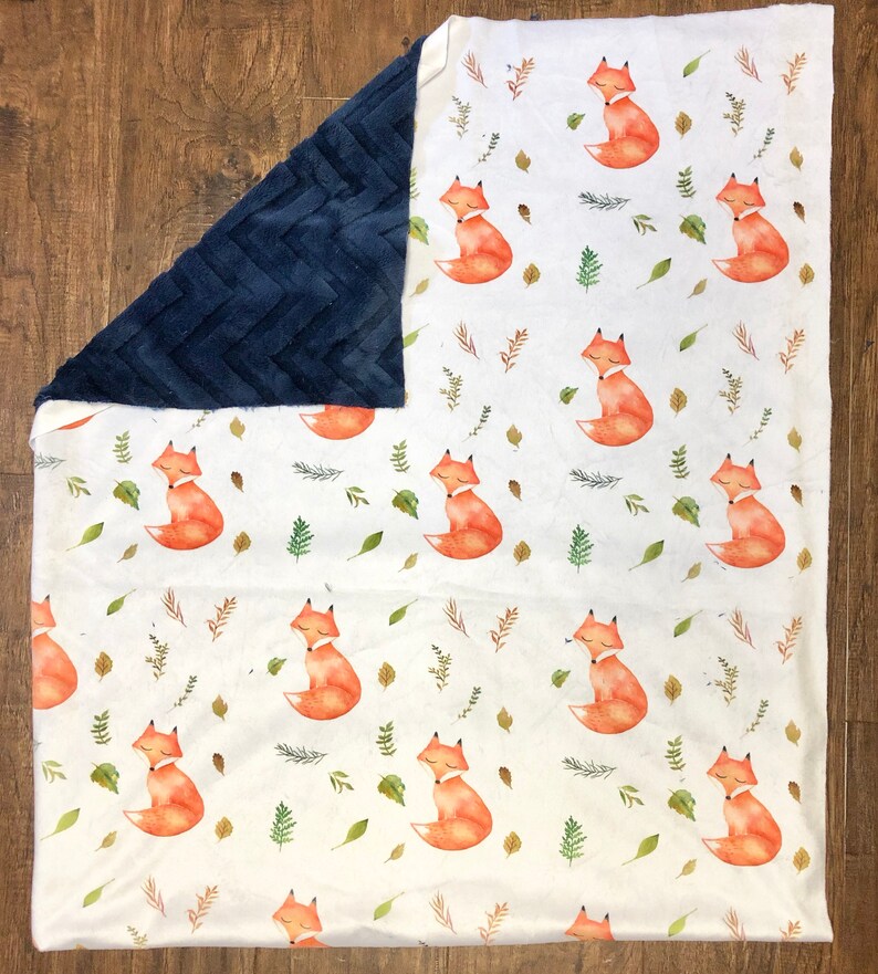 Fox Baby Blanket Neutral Baby Blanket Baby Blanket Minky Etsy