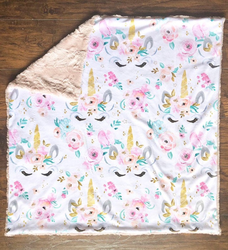 Unicorn Baby Blanket Pink Baby Blanket Baby Blanket Minky Etsy
