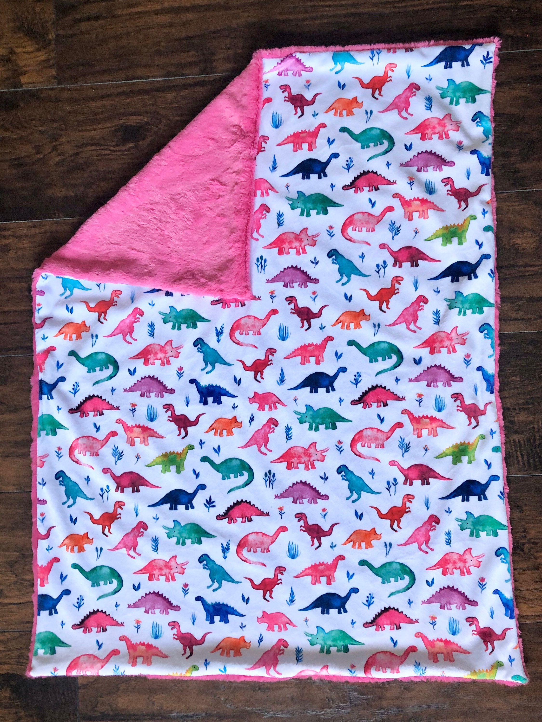Dinosaur Blanket Minky Baby Blanket Dinosaur Baby Blanket Etsy