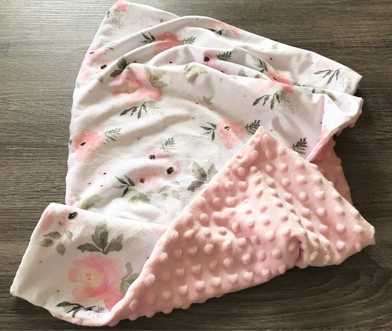 Floral Baby Blanket Pink Baby Blanket Baby Girl Minky Etsy