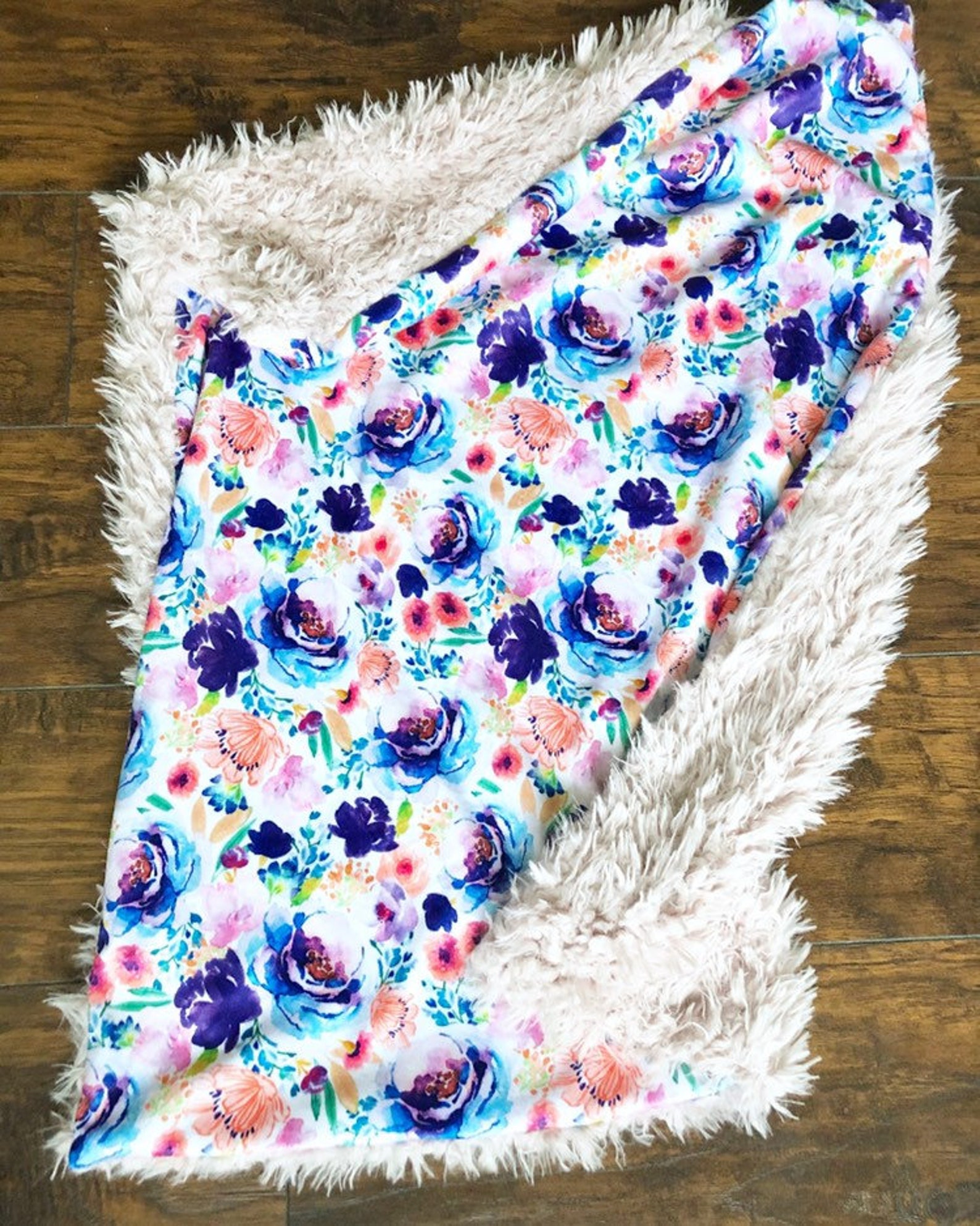 Floral Baby Blanket Purple Baby Blanket Baby Girl Minky Etsy