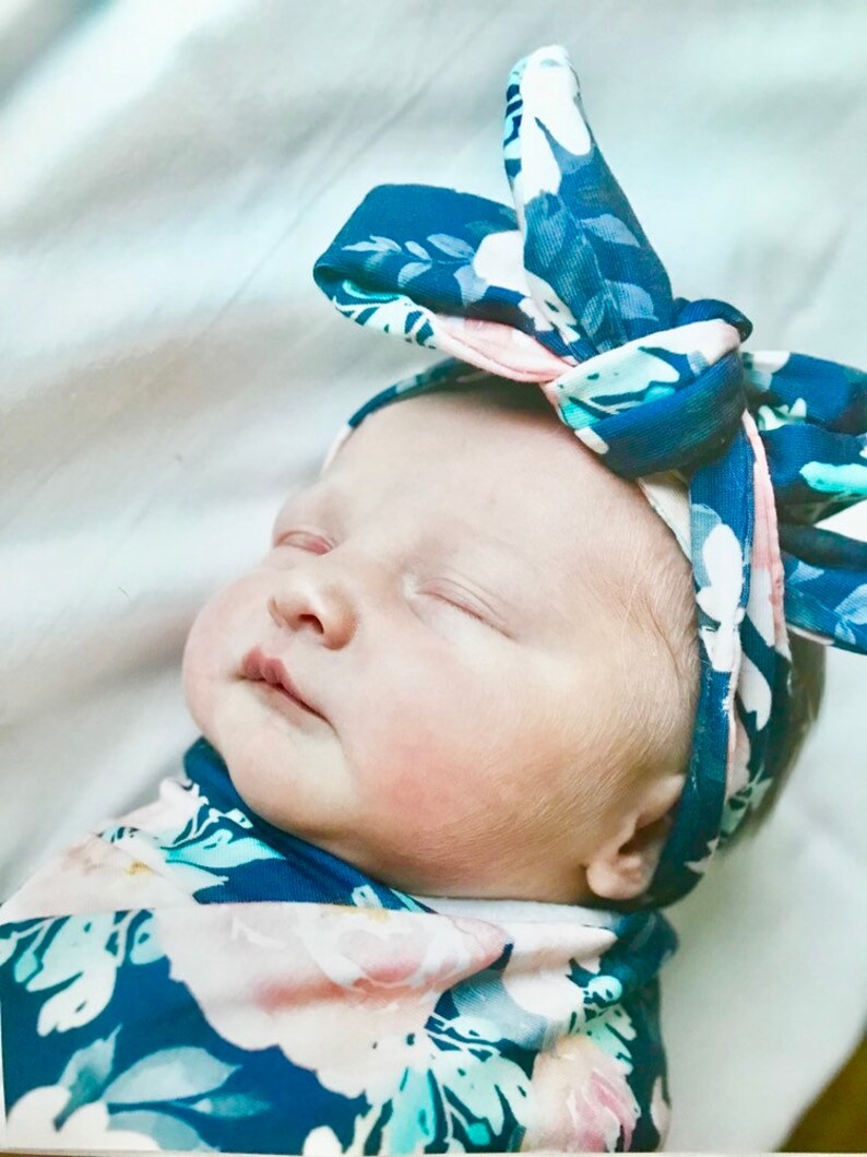 Newborn set Swaddle Blanket Baby Girl Blanket Jersey Knit ...