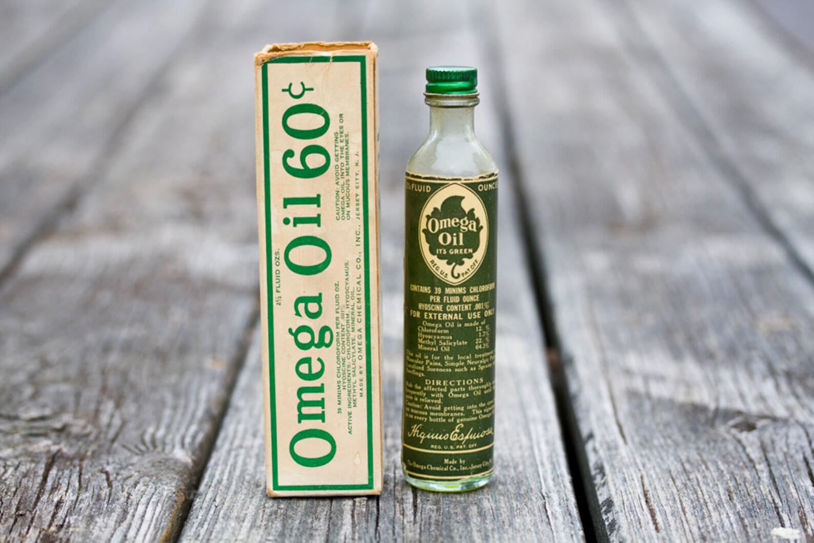 Omega Oil It's Green Vintage Medicine Bottle Etsy