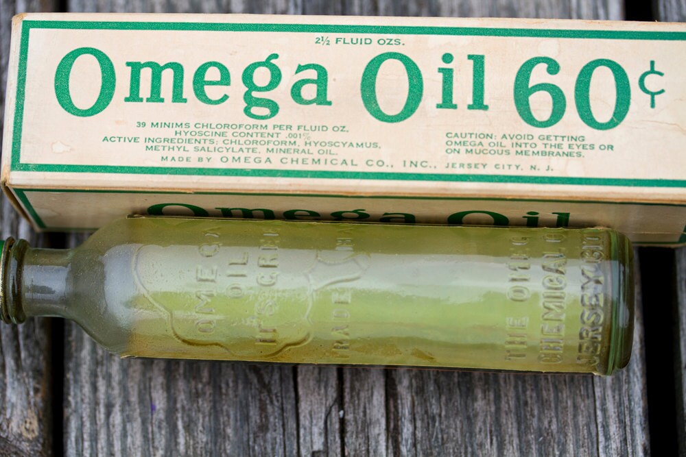 Omega Oil It's Green Vintage Medicine Bottle Etsy