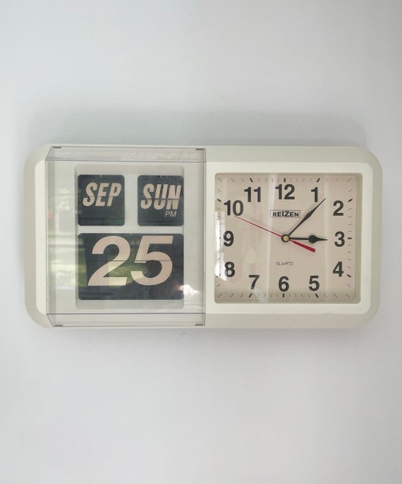 Vintage Reizen Wall Clock Flip Calendar Month Date Retro Large Etsy