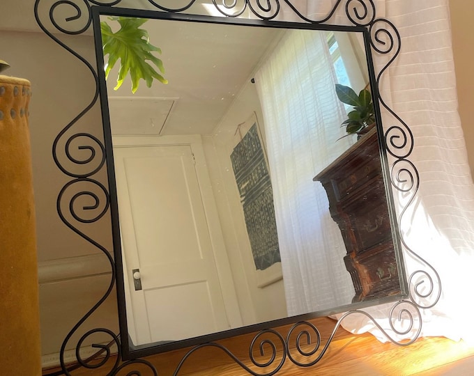 Vintage IKEA NORESUND Black Metal Swirl Design Mirror Etsy