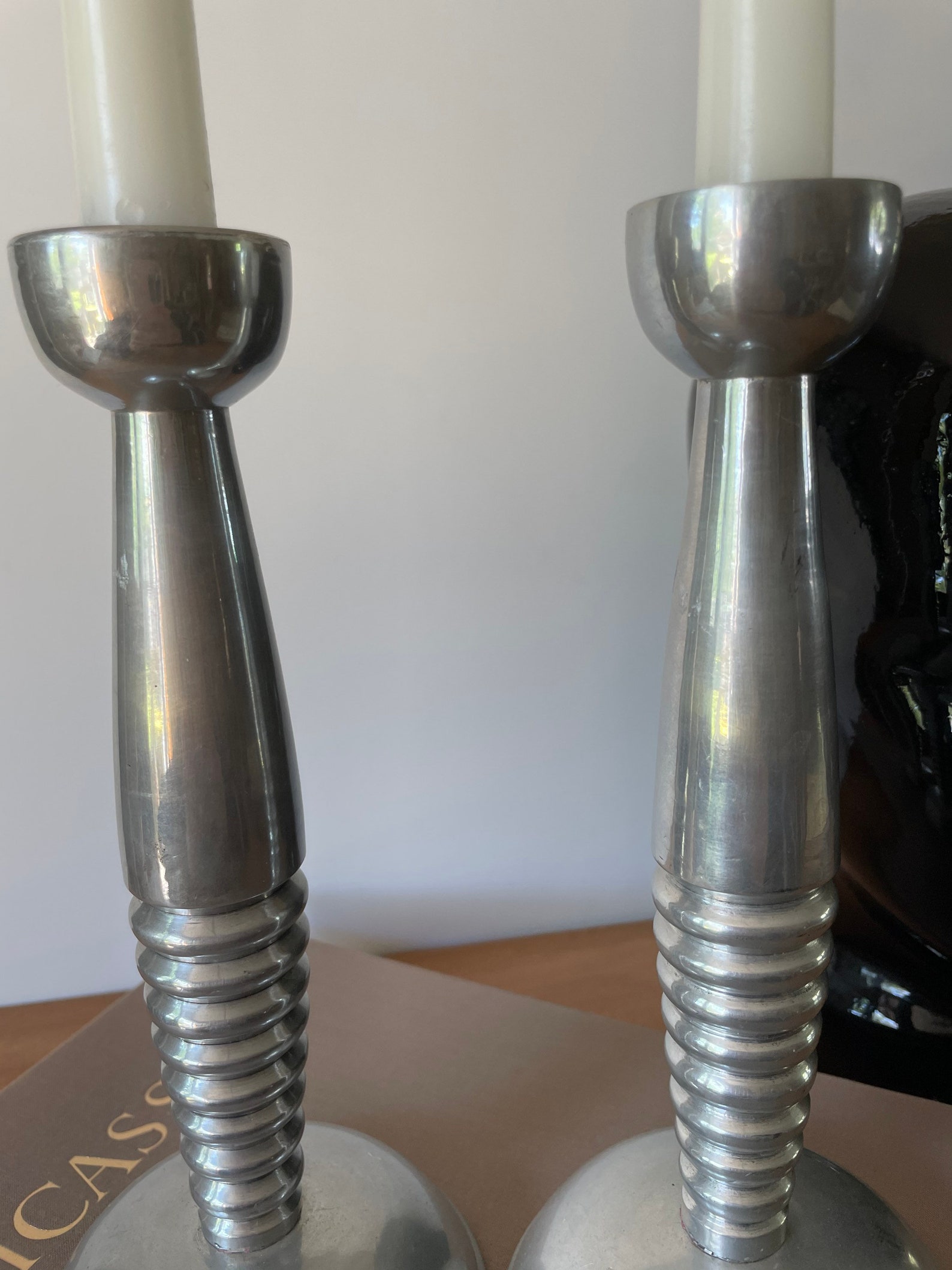 Vintage Post Modern Metal Candlestick Holders Etsy