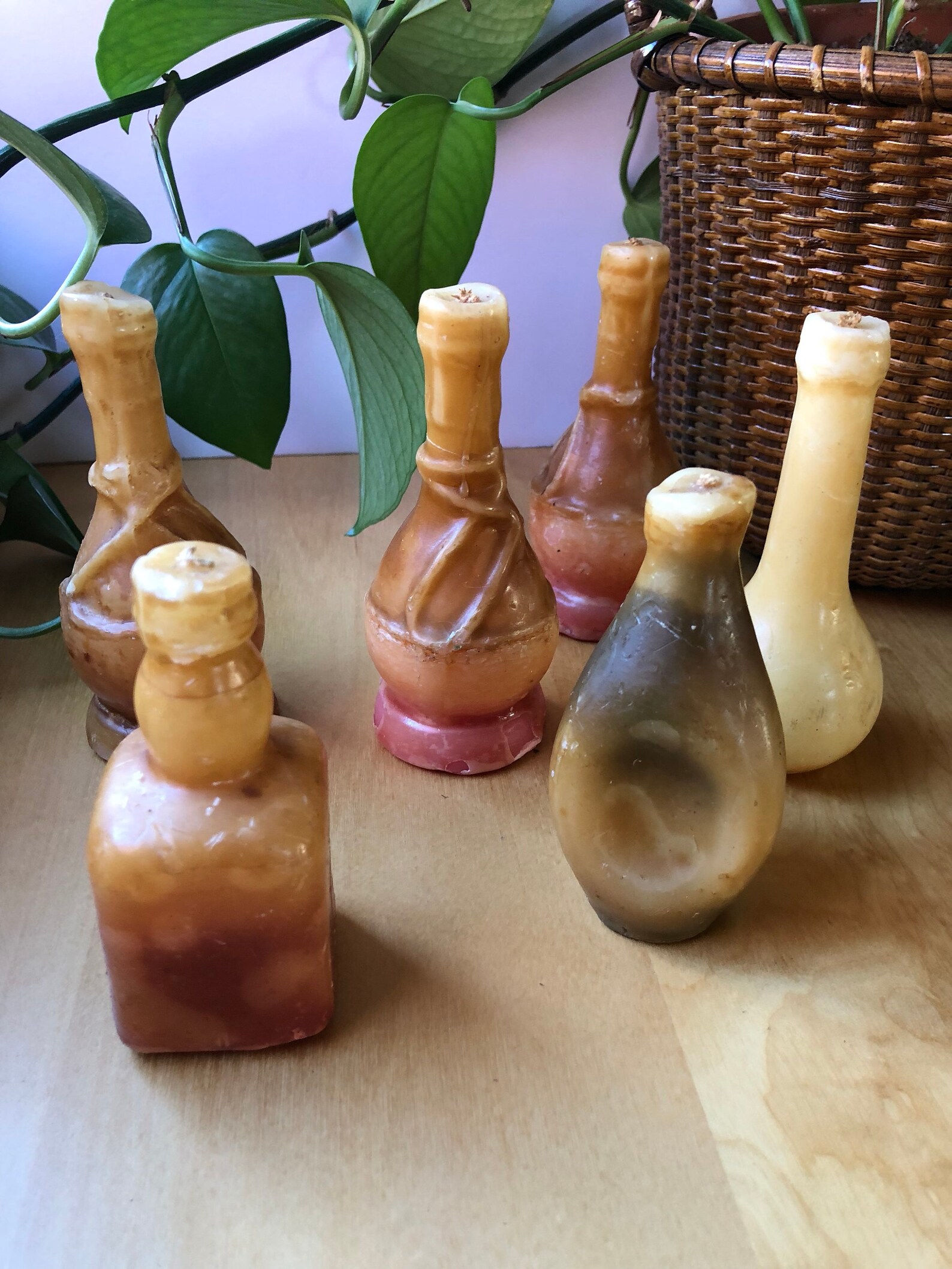 Vintage wax bottle candles set of 6 Etsy