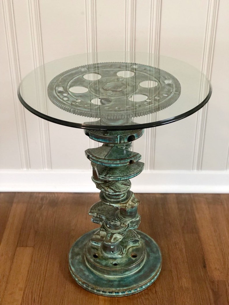V8 Muscle Car Table Crankshaft End Table Distressed Look Etsy