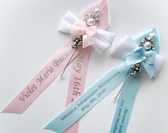 Martyrika-Witness Pins 50pcs For Girl Brooch Pink Cord Rotten Apple Color Ribbon Tulle Pearl White Cross