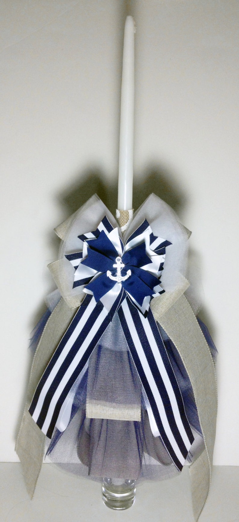 Naftis Greek Christening Baptism Candles Lambathes Etsy