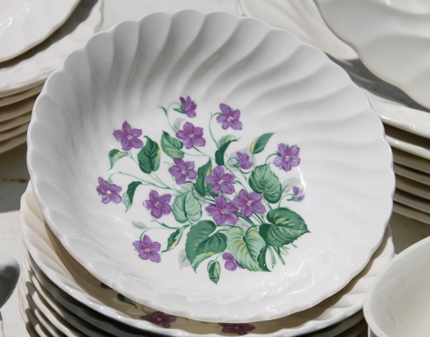 Vintage Royal Violet Dinnerware Set by Royal China USA with Delicate