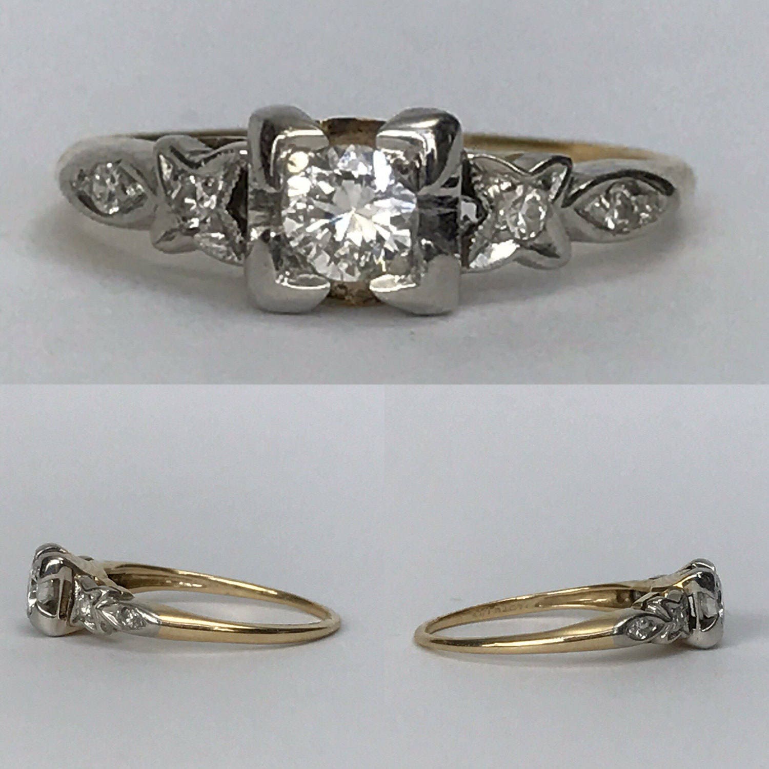 Vintage Diamond Engagement Ring Art Deco Ring By Barth 14k Gold