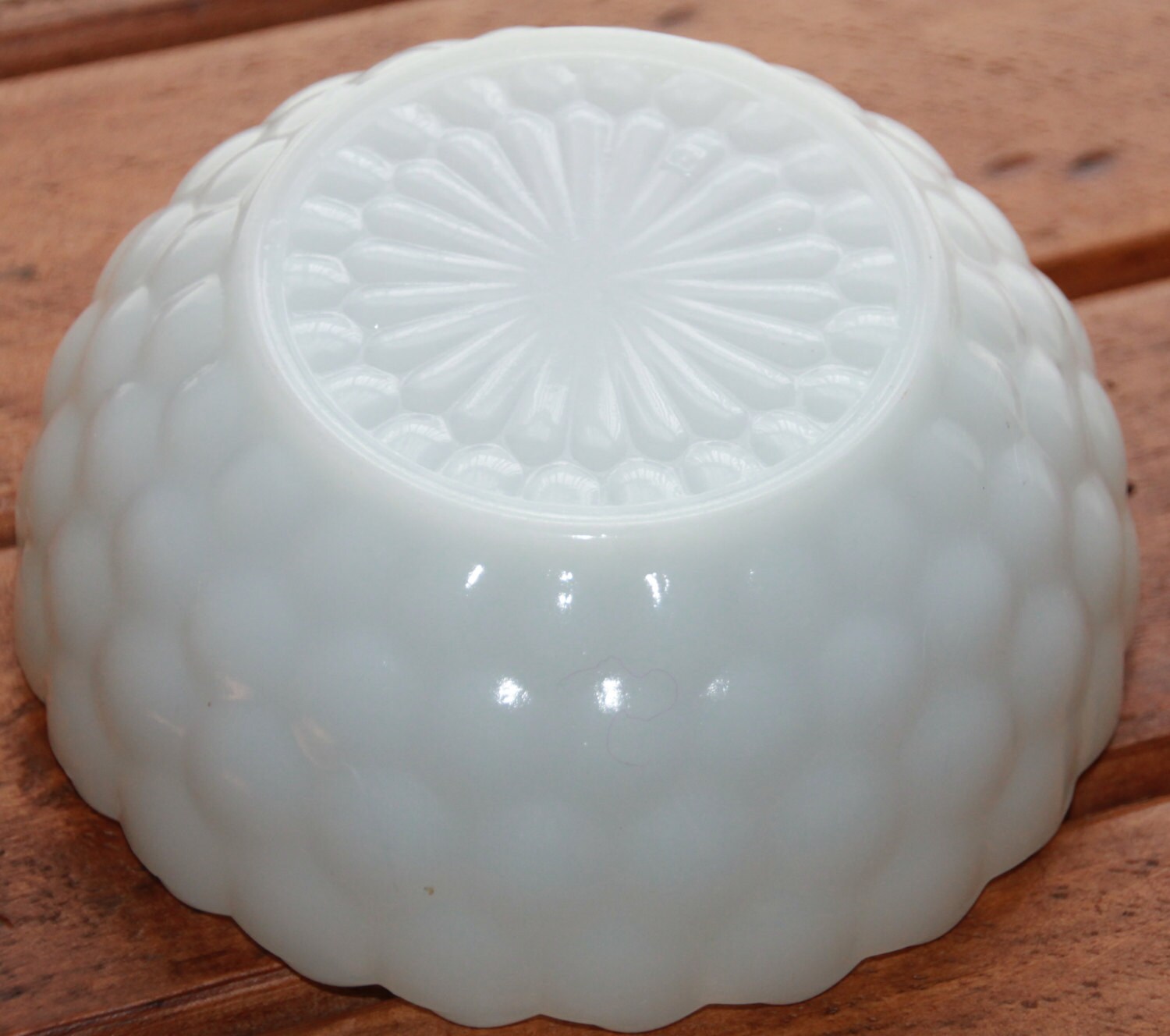 Vintage Milk Glass Bowl by Anchor Hocking in Bubble Pattern. Decorative