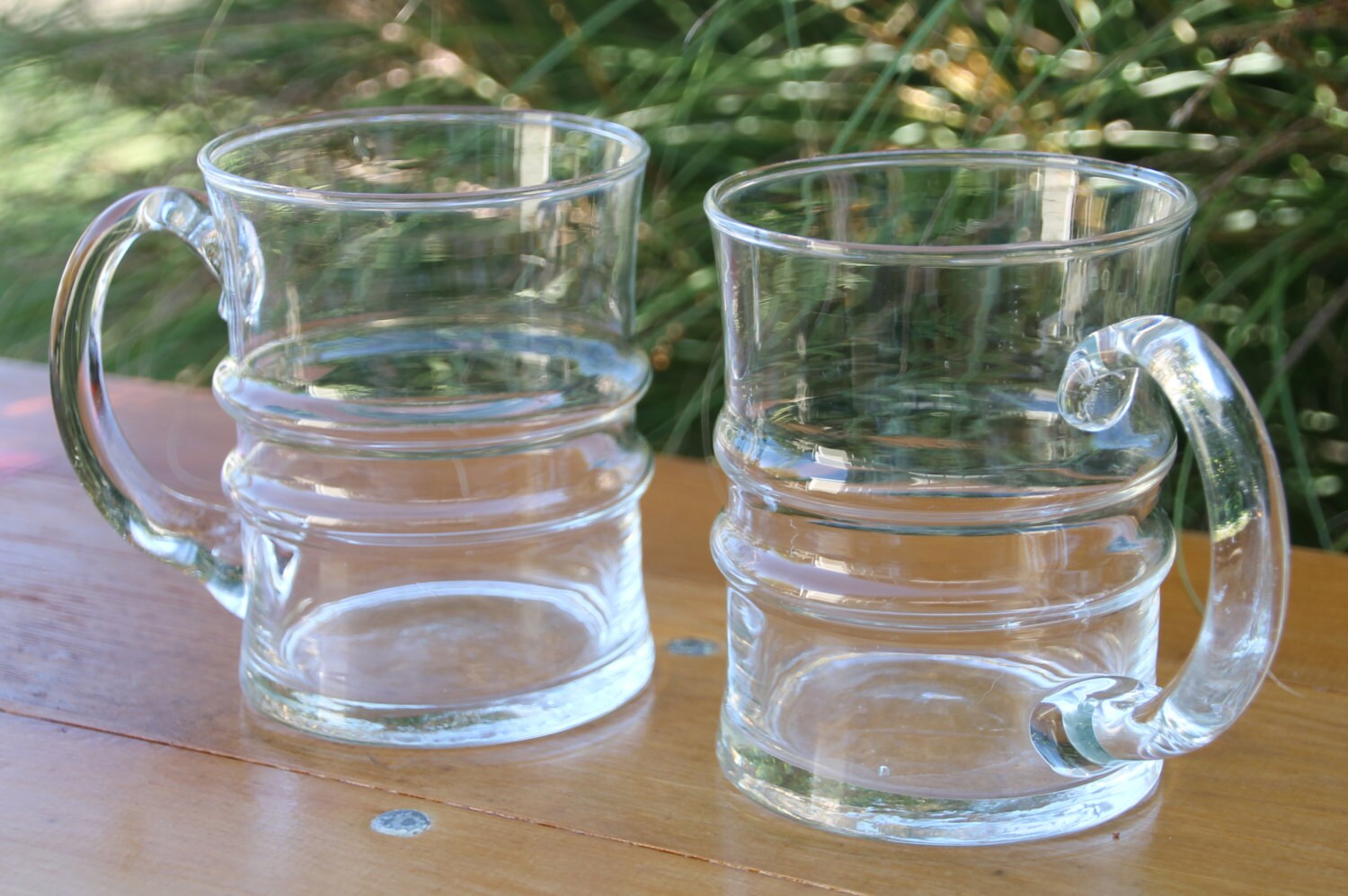 Vintage Glassware. Barrel Shaped Beer Mugs. Barware. Drink Glasses