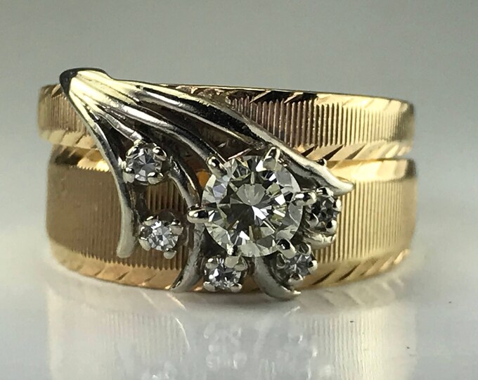 Vintage Diamond Engagement Ring. Vintage Wedding Band. Etsy