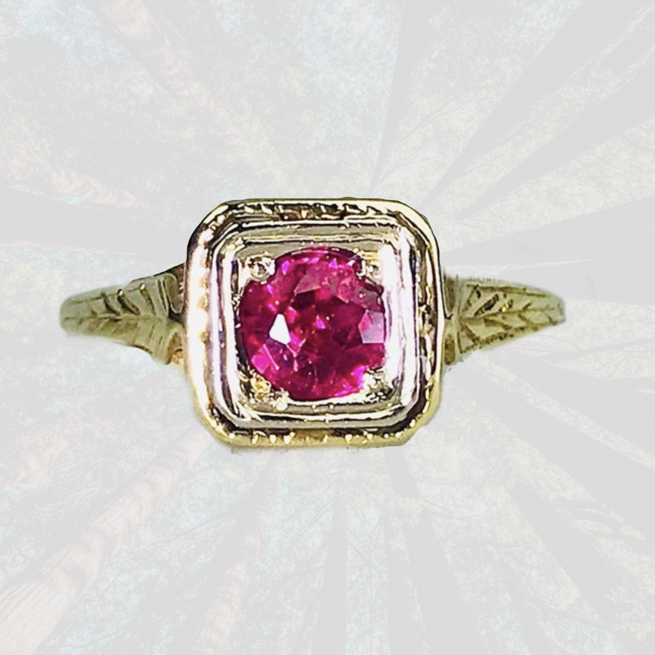 Antique Art Deco Ruby Ring in a 14K Yellow Gold Setting. Etsy