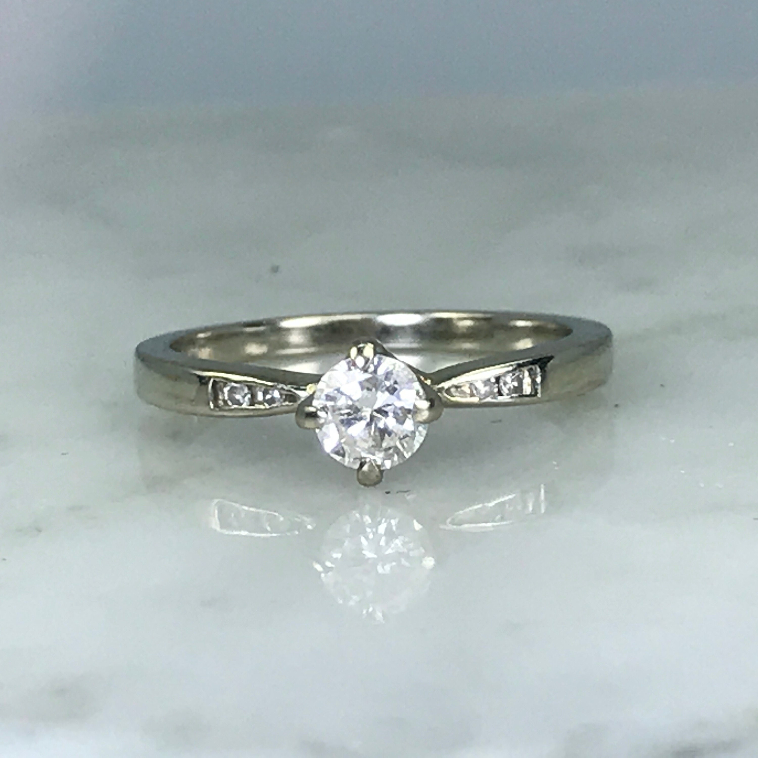 1930s Diamond Engagement Ring in 18K White Gold. Orange