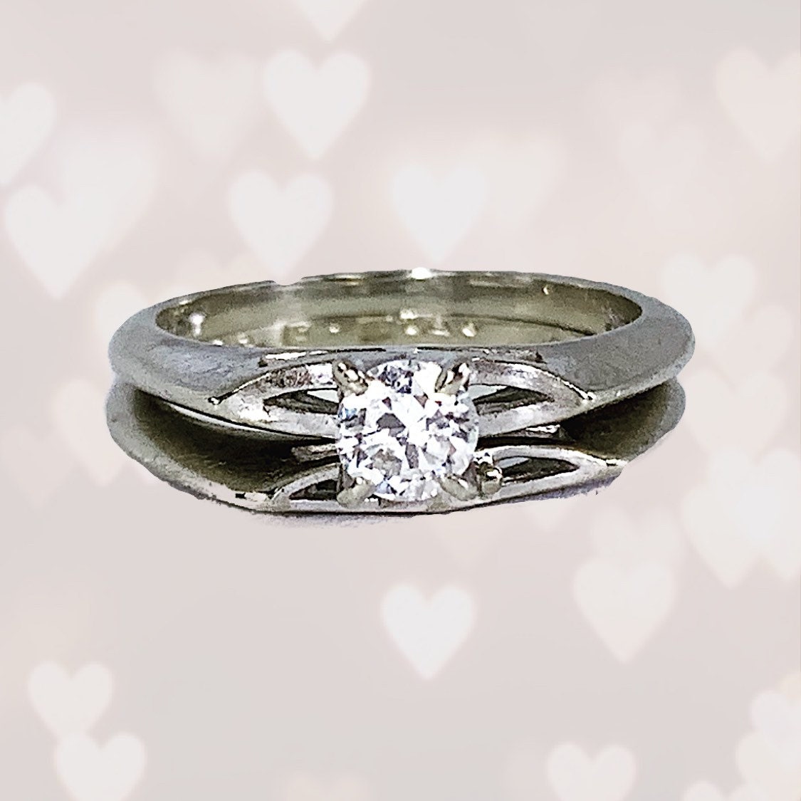 1960s Diamond Engagement Ring and Wedding Band Set in 14k