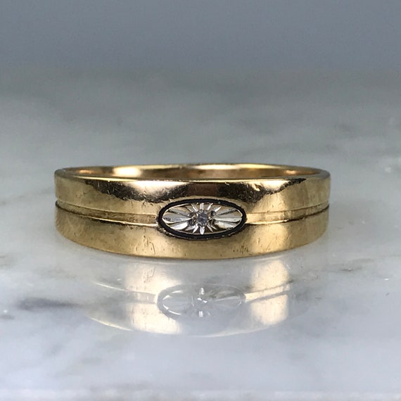 Vintage Gold Mens Wedding Band Diamond Starburst 10k Yellow Etsy