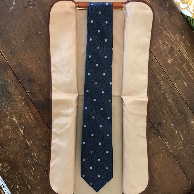 Father/'s Day Necktie Caddy Gift for Him Vintage Travel Tie Case Brown Faux Leather Travel Accessory Travel Gear. Gift for Traveler