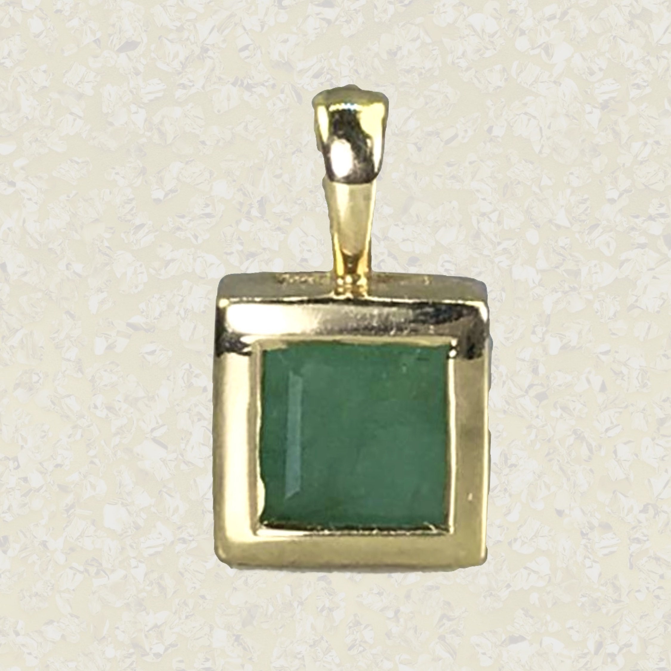 1960s Emerald Pendant in 14K Yellow Gold. May Birthstone. 20th