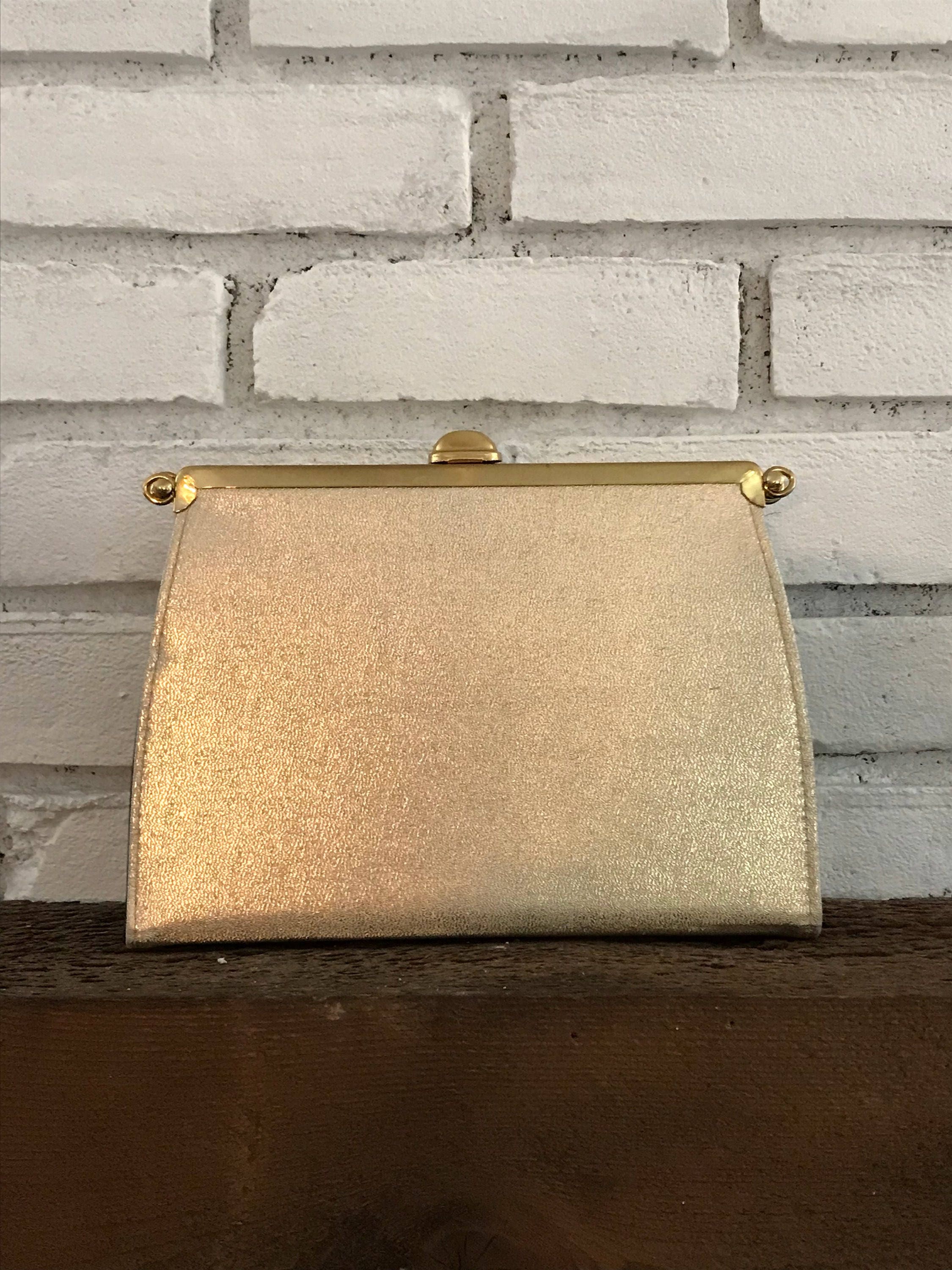 Vintage Metallic Gold Clutch. 3 in 1 Reversible Purse. Champagne. Brown ...