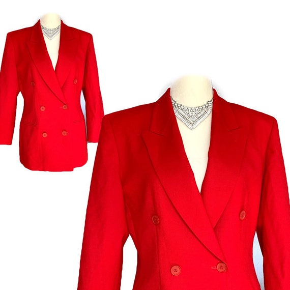 Vintage Red Wool Double Breasted Blazer from Pendl