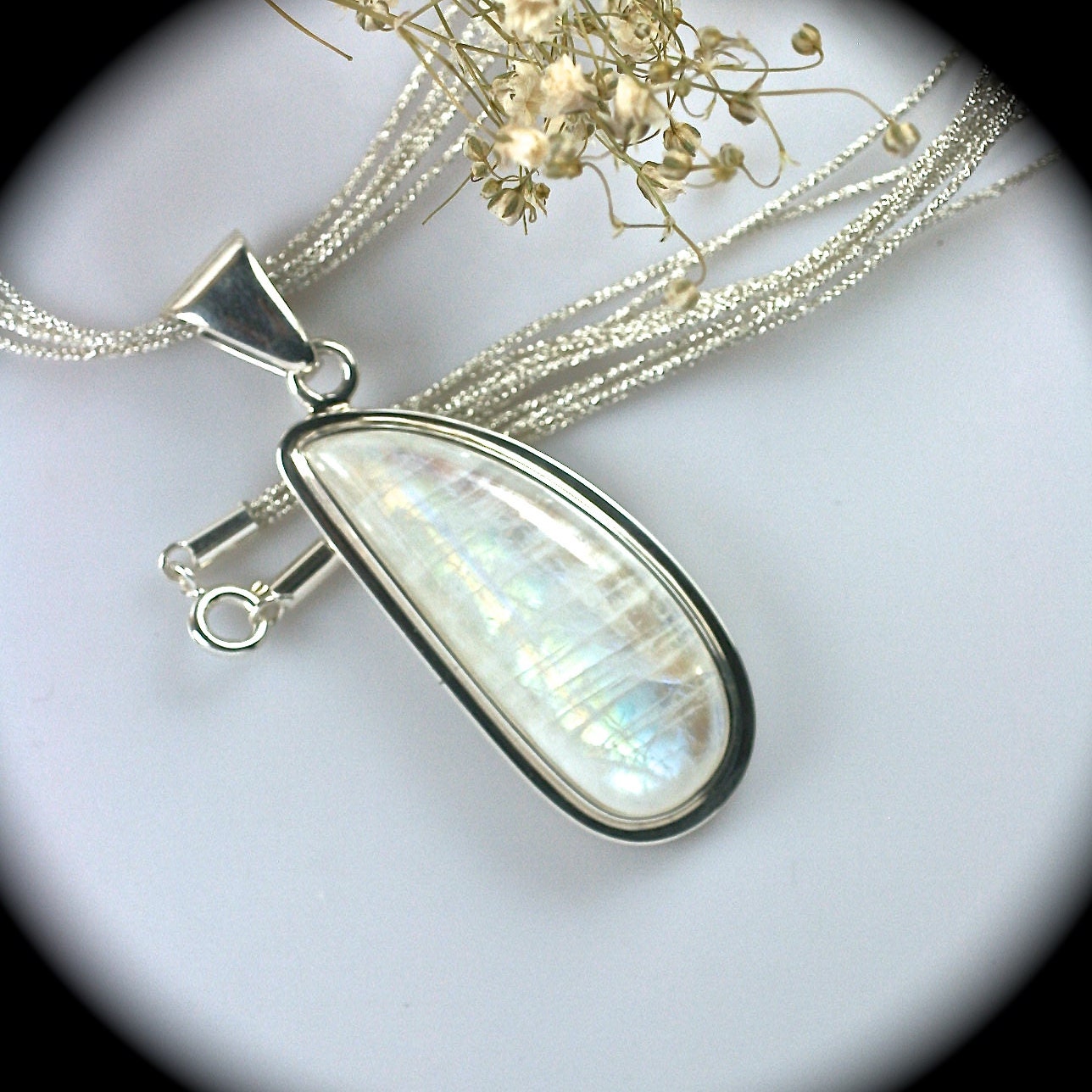 Moonstone Sterling Silver Pendant 54x19mm | Etsy