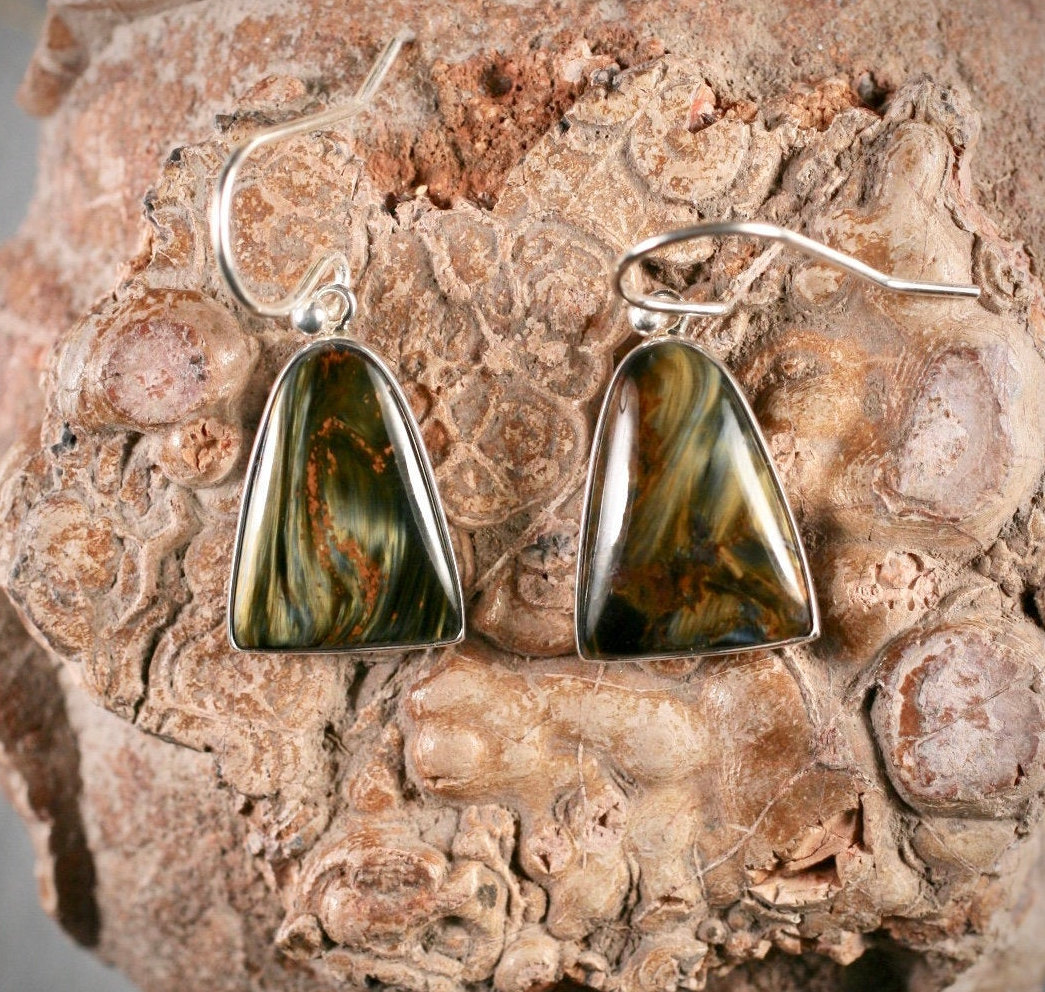 Pietersite sterling silver earrings/fishhook earrings