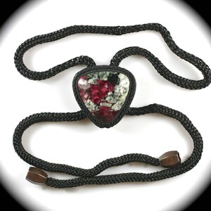Eudialyte and leather bolo tie for men