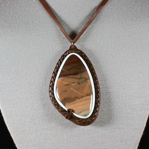 Picture Jasper leather necklace 75x47mm