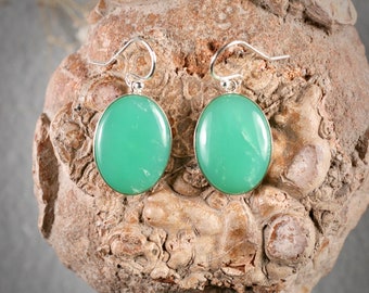 Chrysoprase sterling silver earrings