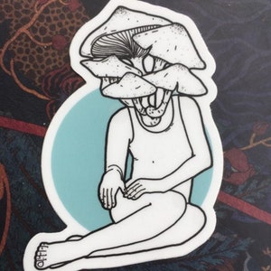 Adesivo de vinil menina cogumelo