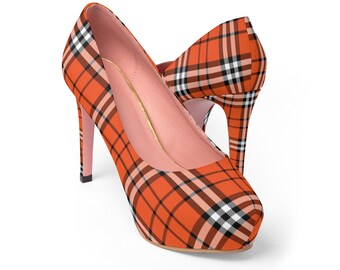 plaid heels pumps