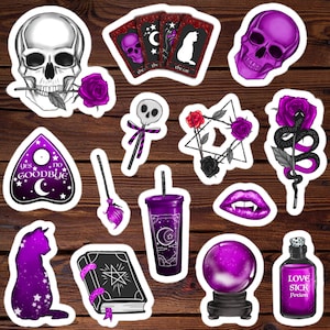 Purple Wicca Sticker, Laptop Sticker Pack, Gothic Gifts, Gift for Witches,