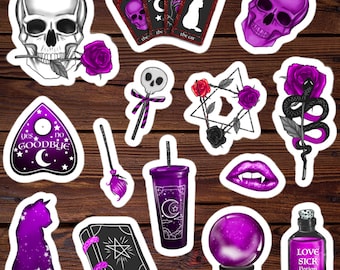 Purple Wicca Sticker, Laptop Sticker Pack, Gothic Gifts, Gift for Witches,